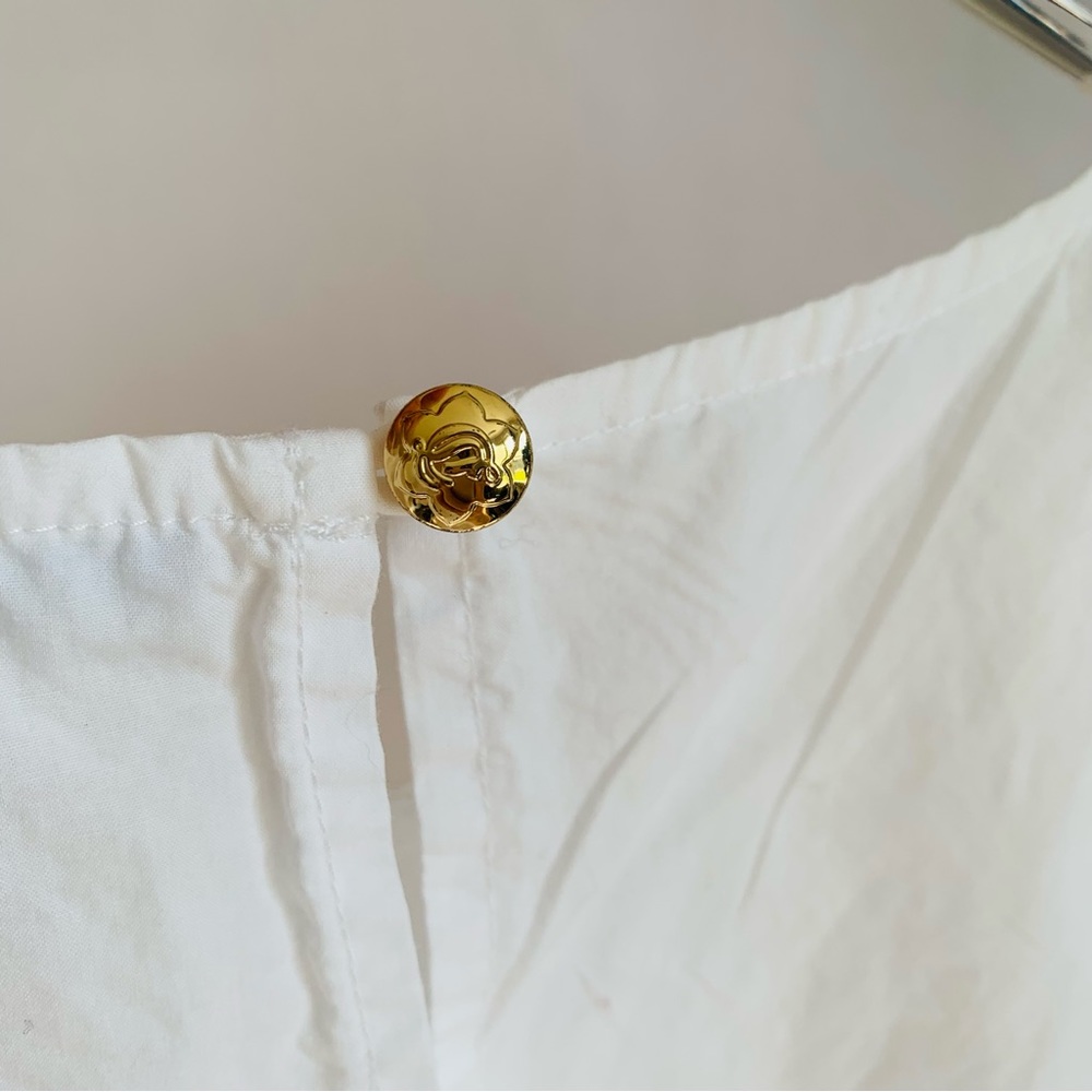 Draper James Solid Cloister Blouse Magnolia White flutter sleeve - Picture 8 of 11